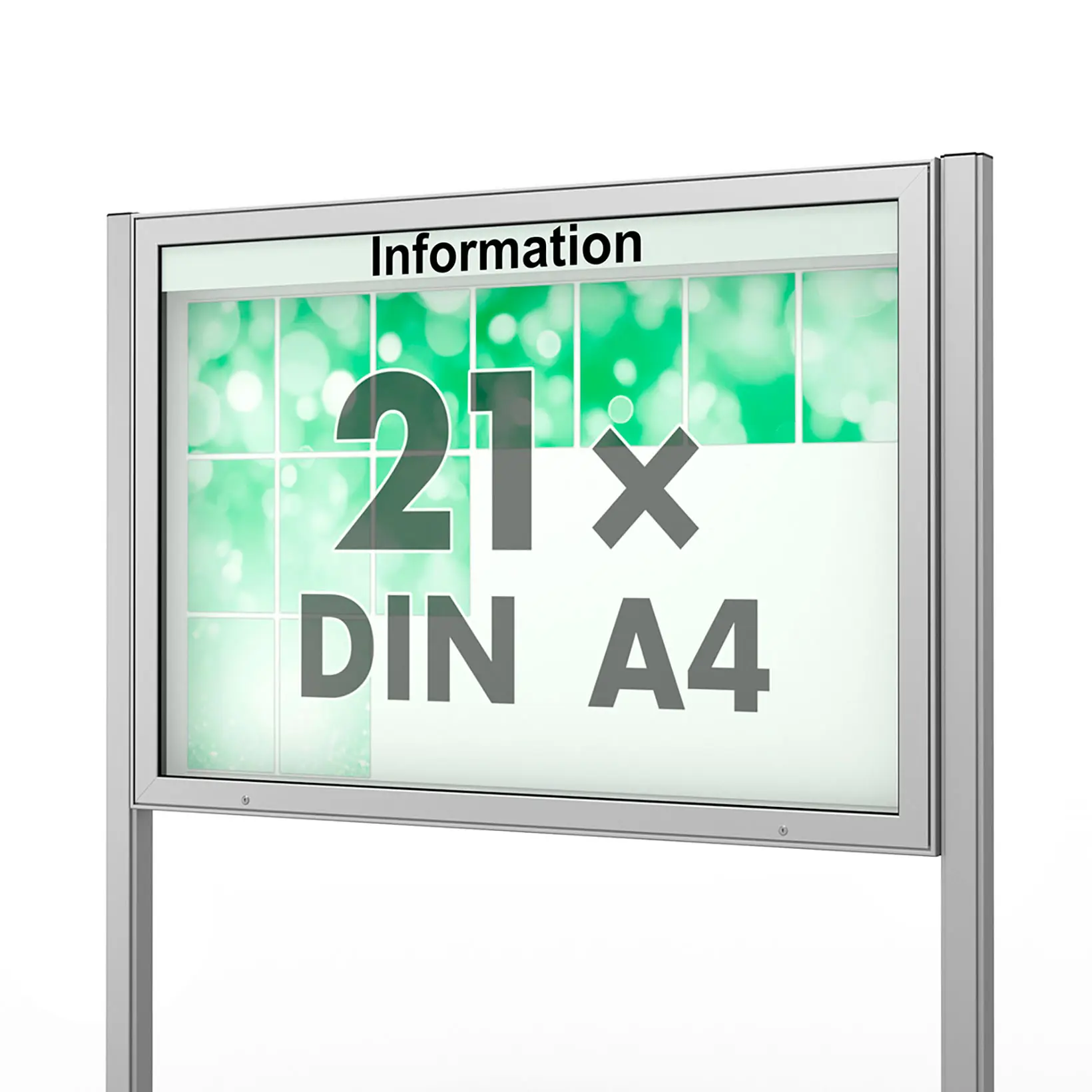 21 x DIN A4 Schaukasten Plenum eckig - der "Klassiker" - 100mm Bautiefe - mit Pfosten und optionaler LED-Beleuchtung Bildschirm, Computer-Hardware, Überwachen, Unterschreiben, Symbol