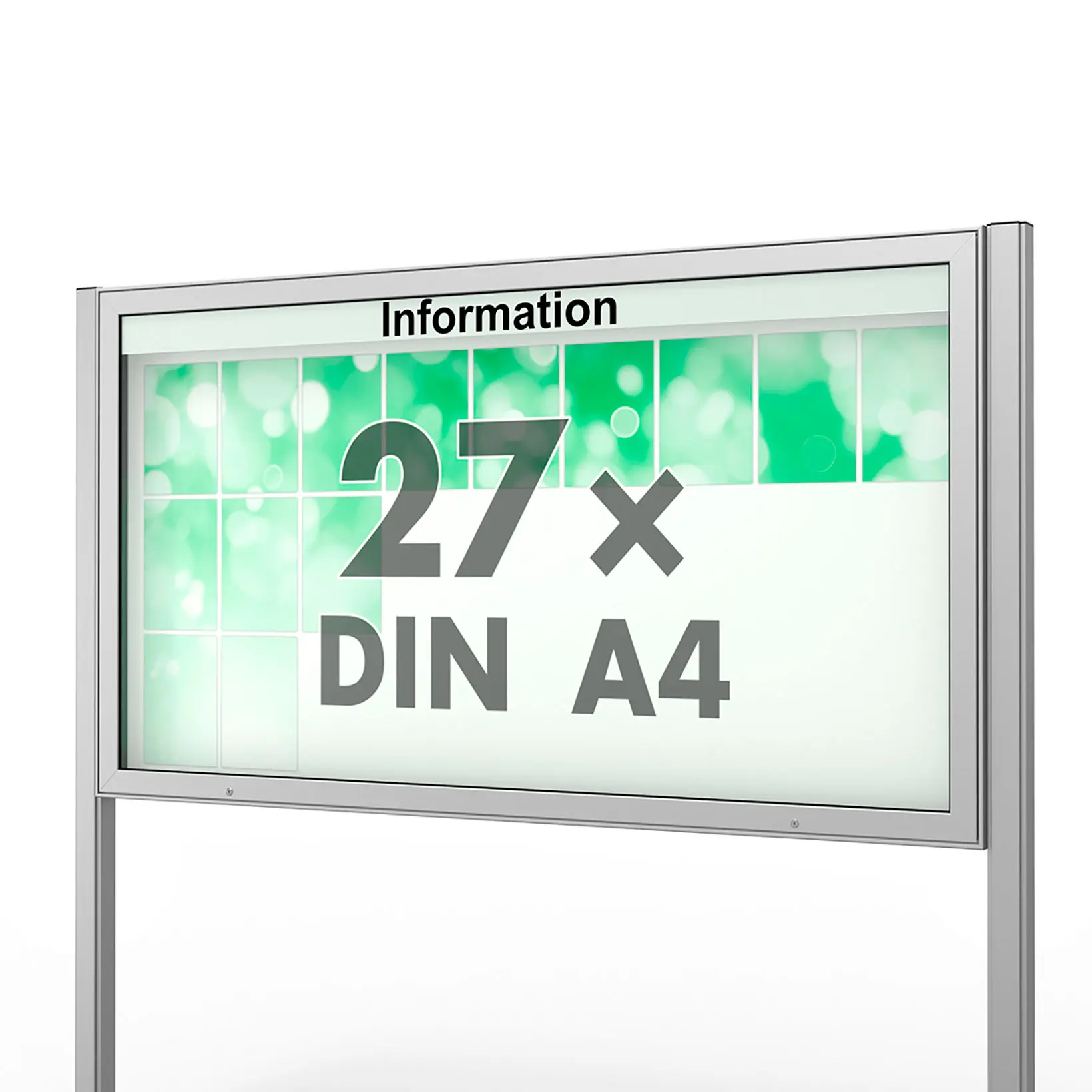 27 x DIN A4 Schaukasten Plenum eckig - der "Klassiker" - 100mm Bautiefe - mit Pfosten und optionaler LED-Beleuchtung Bildschirm, Computer-Hardware, Überwachen, Unterschreiben, Flughafen
